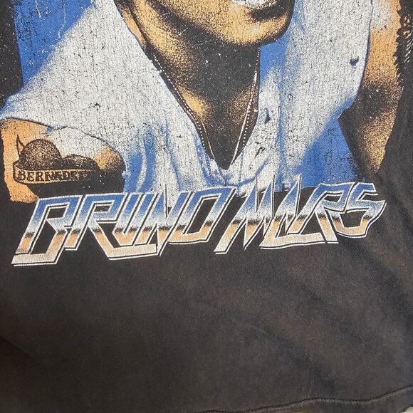 Bruno Mars Top Womens XS Black Concert Moonshine Jungle Tour Tshirt Grunge - Picture 4 of 11